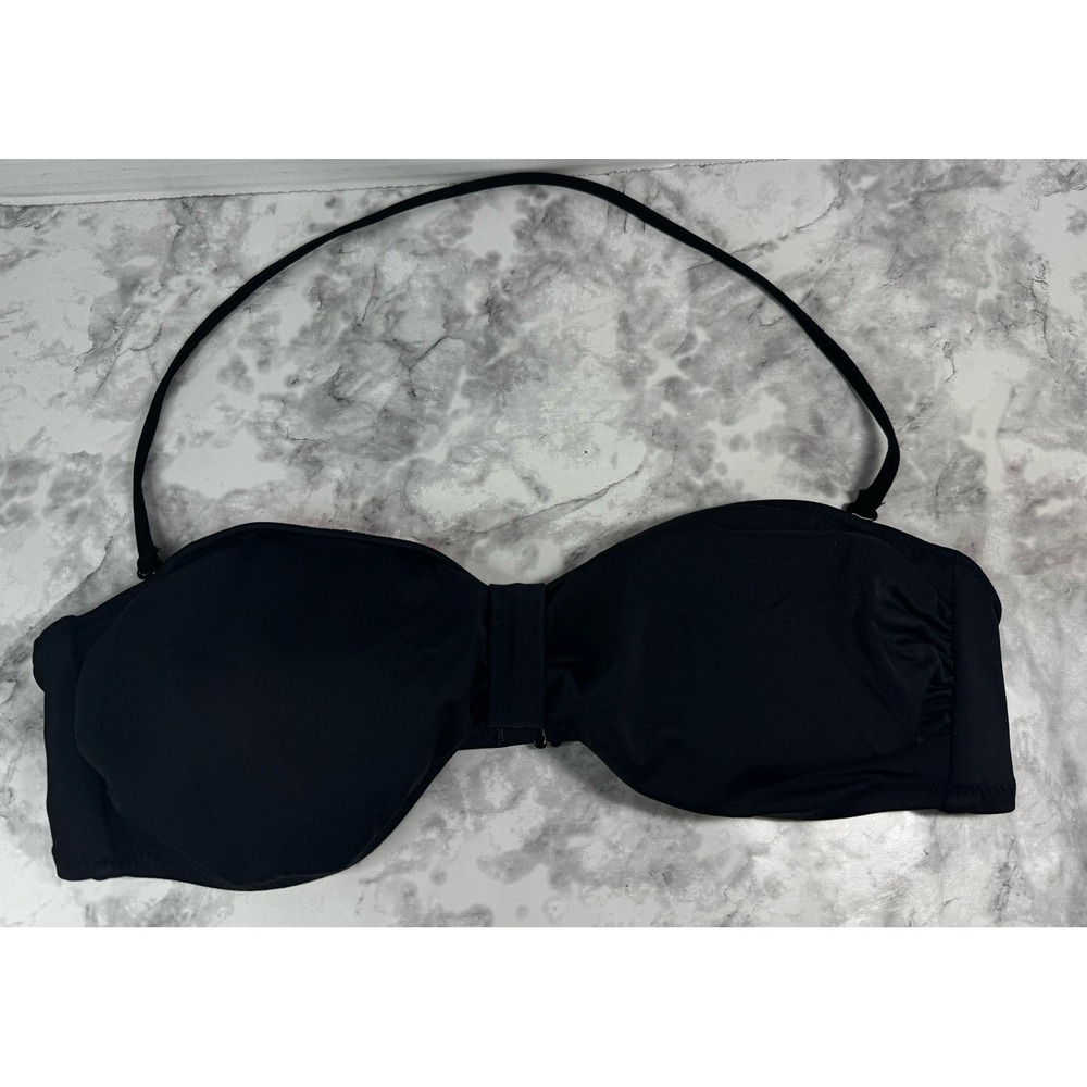 PINK Victoria's Secret Bikini Top Size Small Swimsuit Black Bandeau Swim Womens